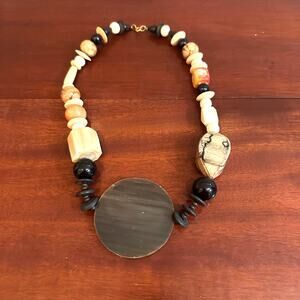 Monet Statement Necklace 70s Chunky Beaded Oversized Boho Bohemian Jewelry 22"